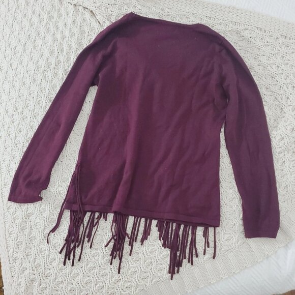 Y2K Carol Rose Soft Burgundy Fringe Knit Top - Picture 5 of 8